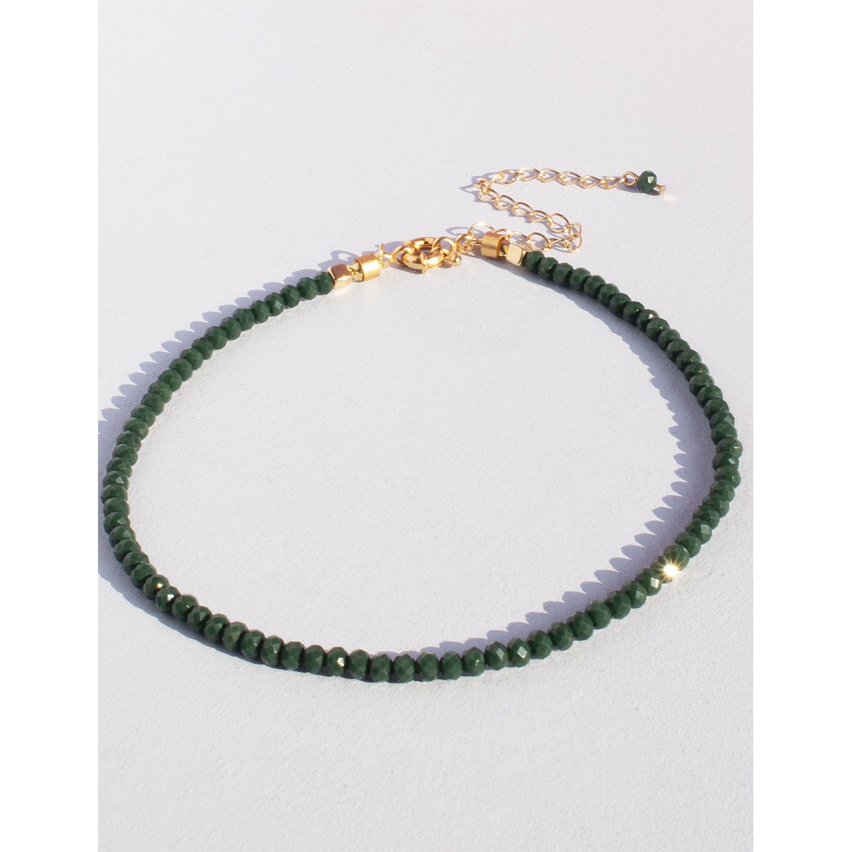 Choker Cristais Verdes com Banho Dourado