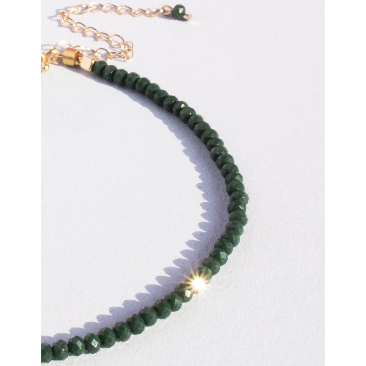 Choker Cristais Verdes com Banho Dourado Verde 3