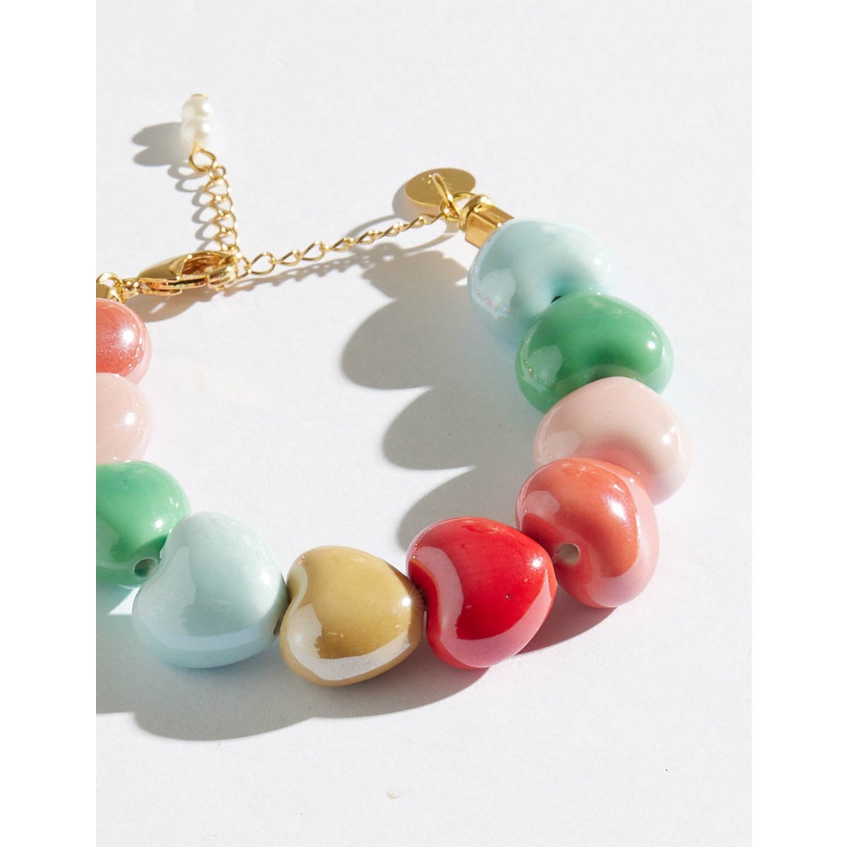 Pulseira Maxi Corações Cerâmica P.S I Love You Multicores 2