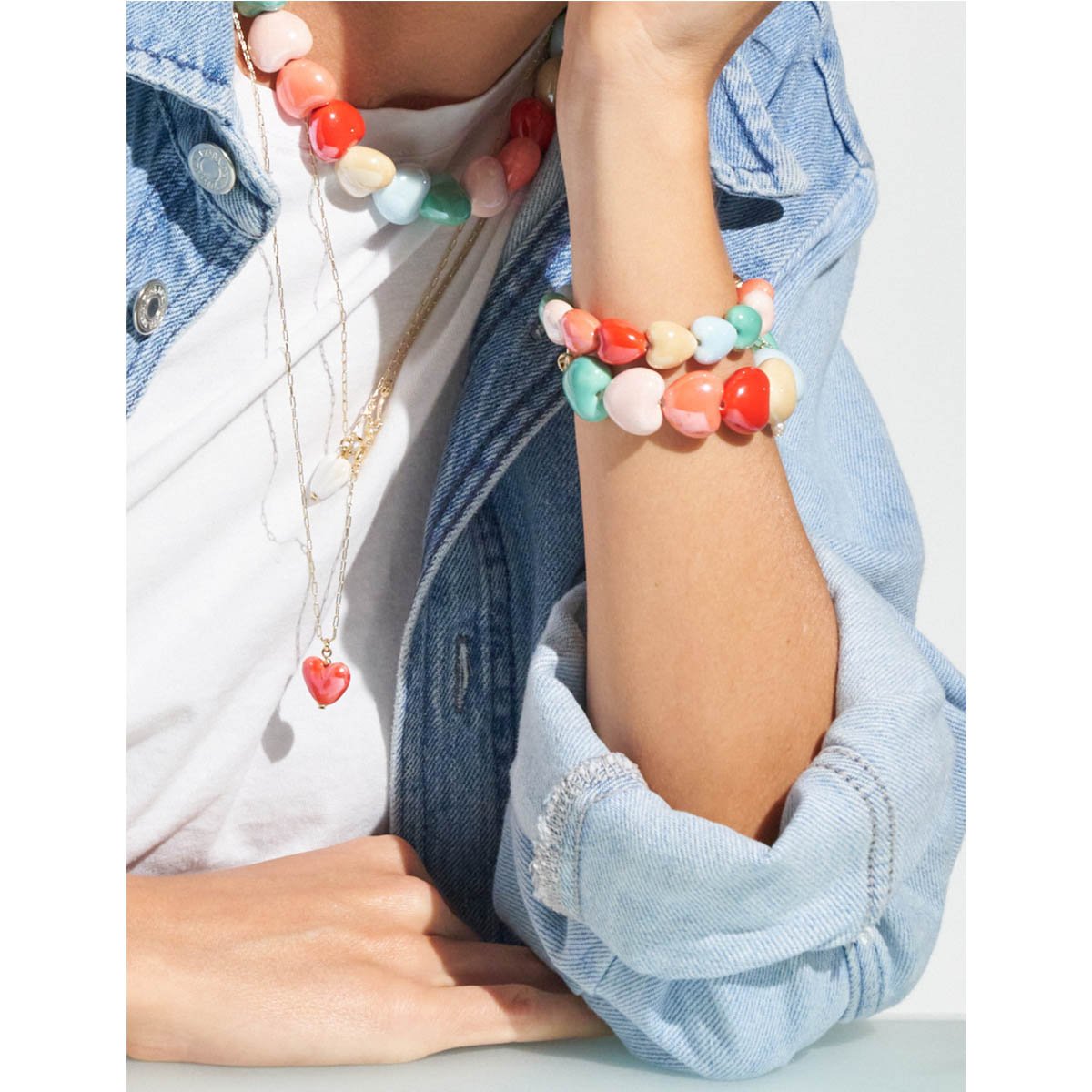 Pulseira Maxi Corações Cerâmica P.S I Love You Multicores 3