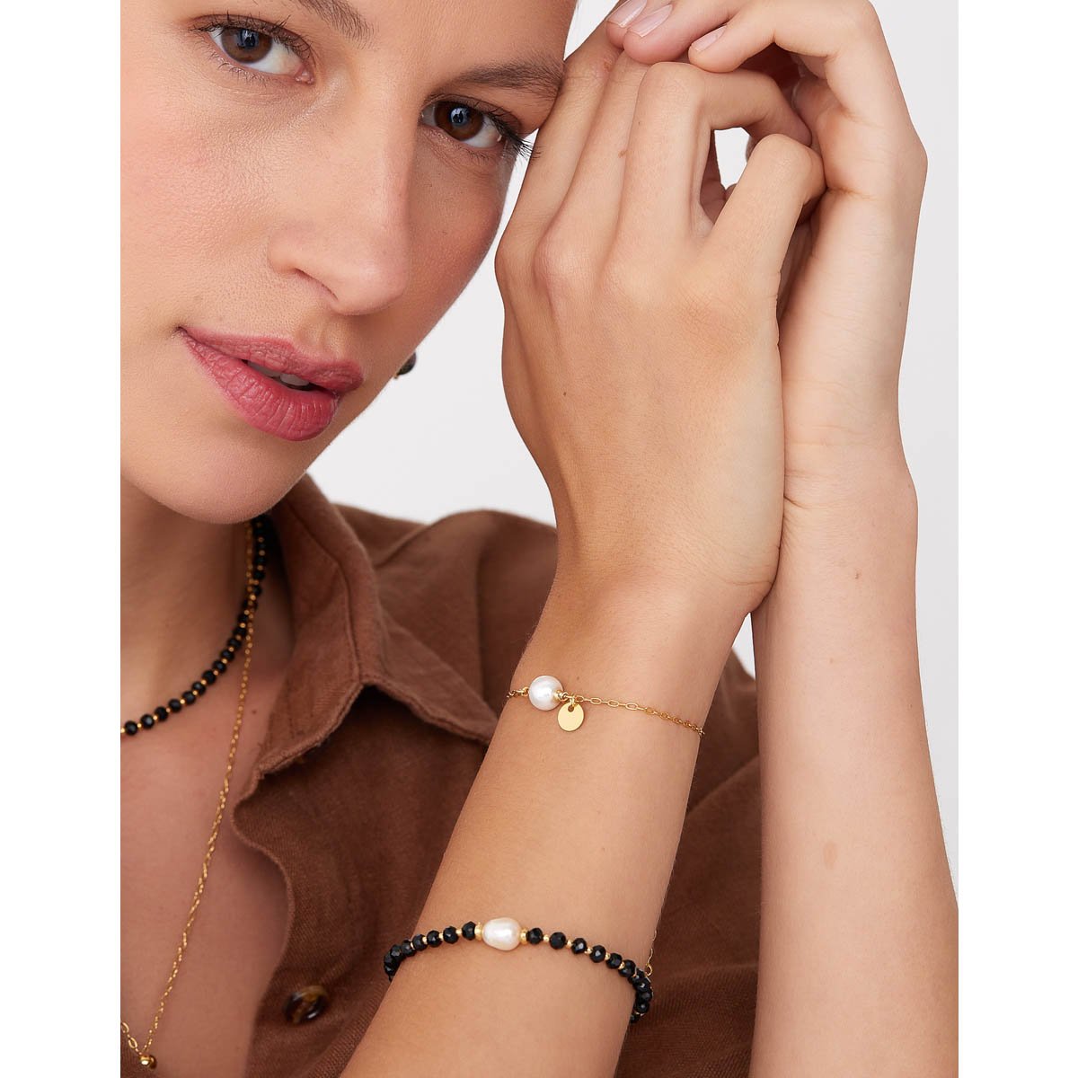 Pulseira Clássica 1 Pérola com Banho Dourado Dourado 2
