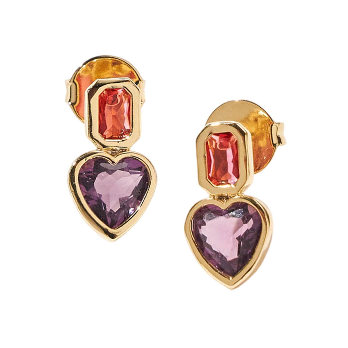 Brinco Infinito Purple Heart com Banho Dourado