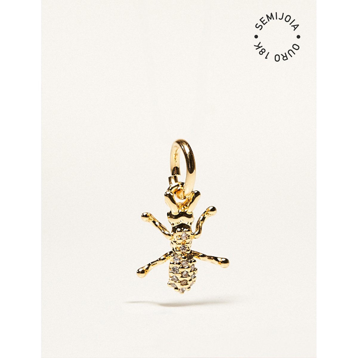 Colar Veludo + Pingente Formiga Cravejada Banhado a Ouro 18k - Semijoia