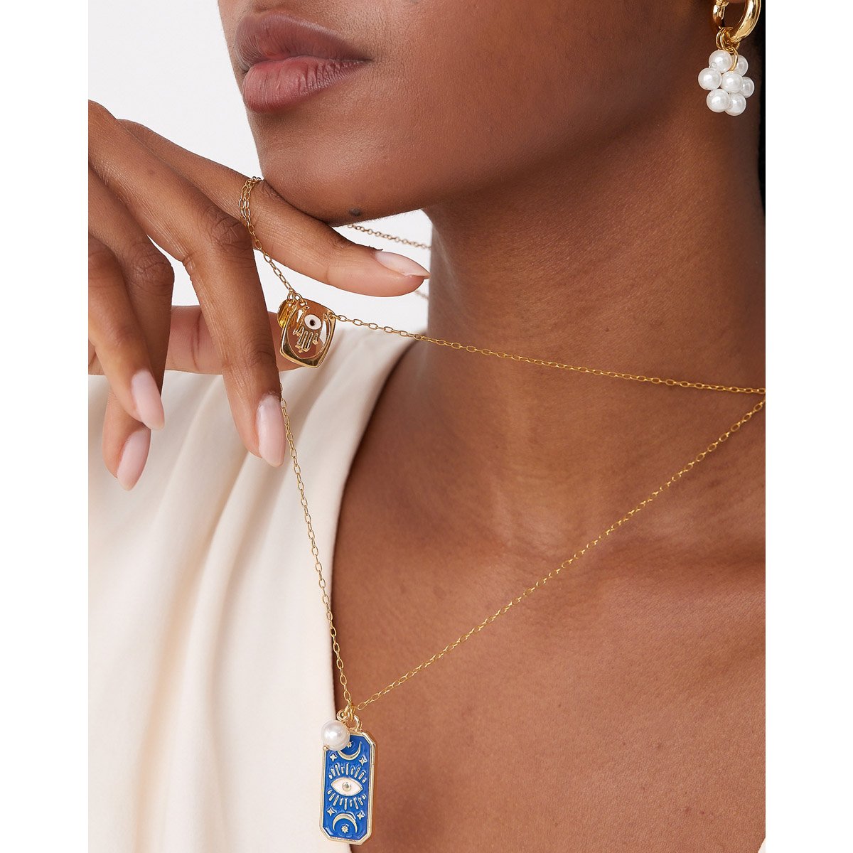 Colar Mystic Long Eye com Banho Dourado Dourado 3