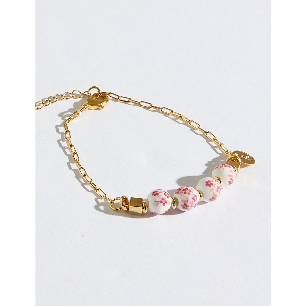 Pulseira Rosas Cerâmica com Banho Dourado Dourado 3
