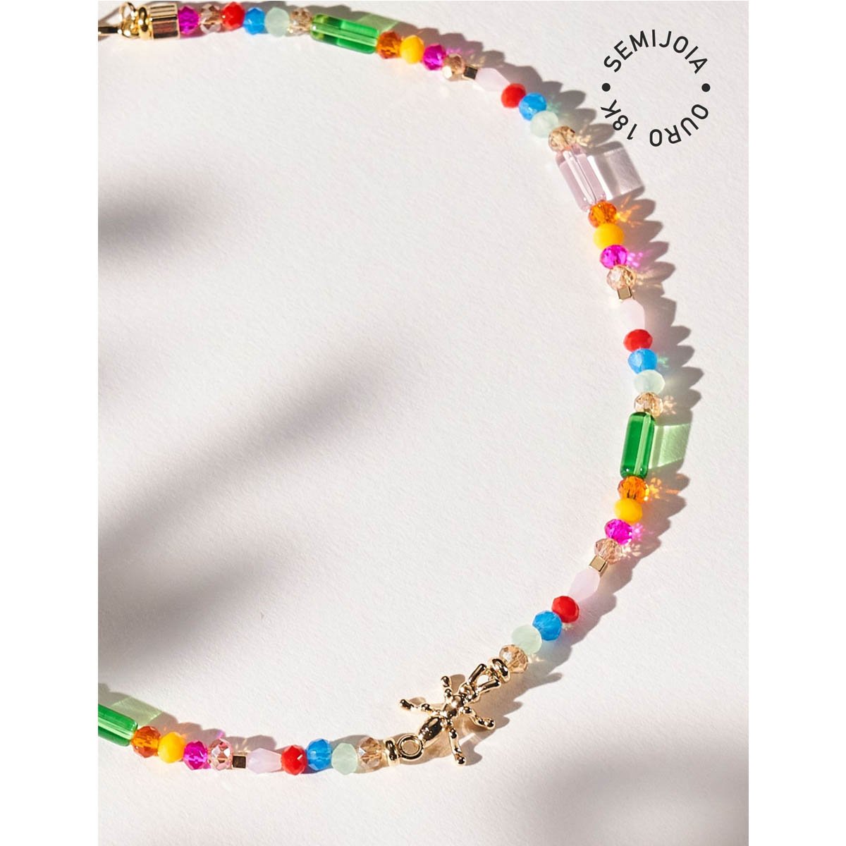 Colar Jelly Choker [S.Ant.E] Vidros Coloridos Banhado a Ouro 18k - Semijoia