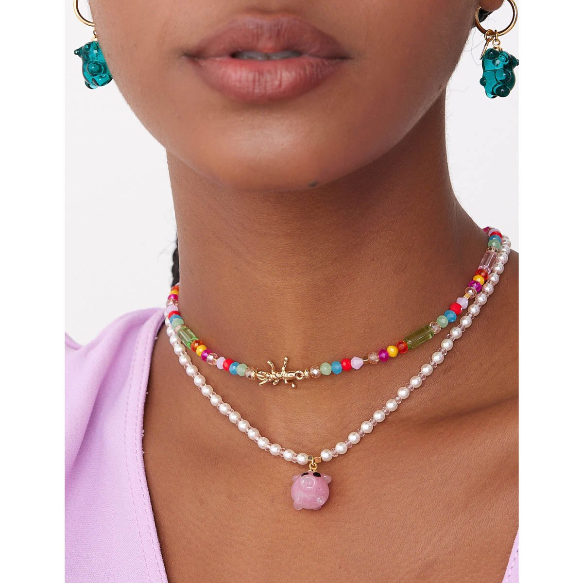 Colar Jelly Choker [S.Ant.E] Vidros Coloridos Banhado a Ouro 18k - Semijoia Multicores 2