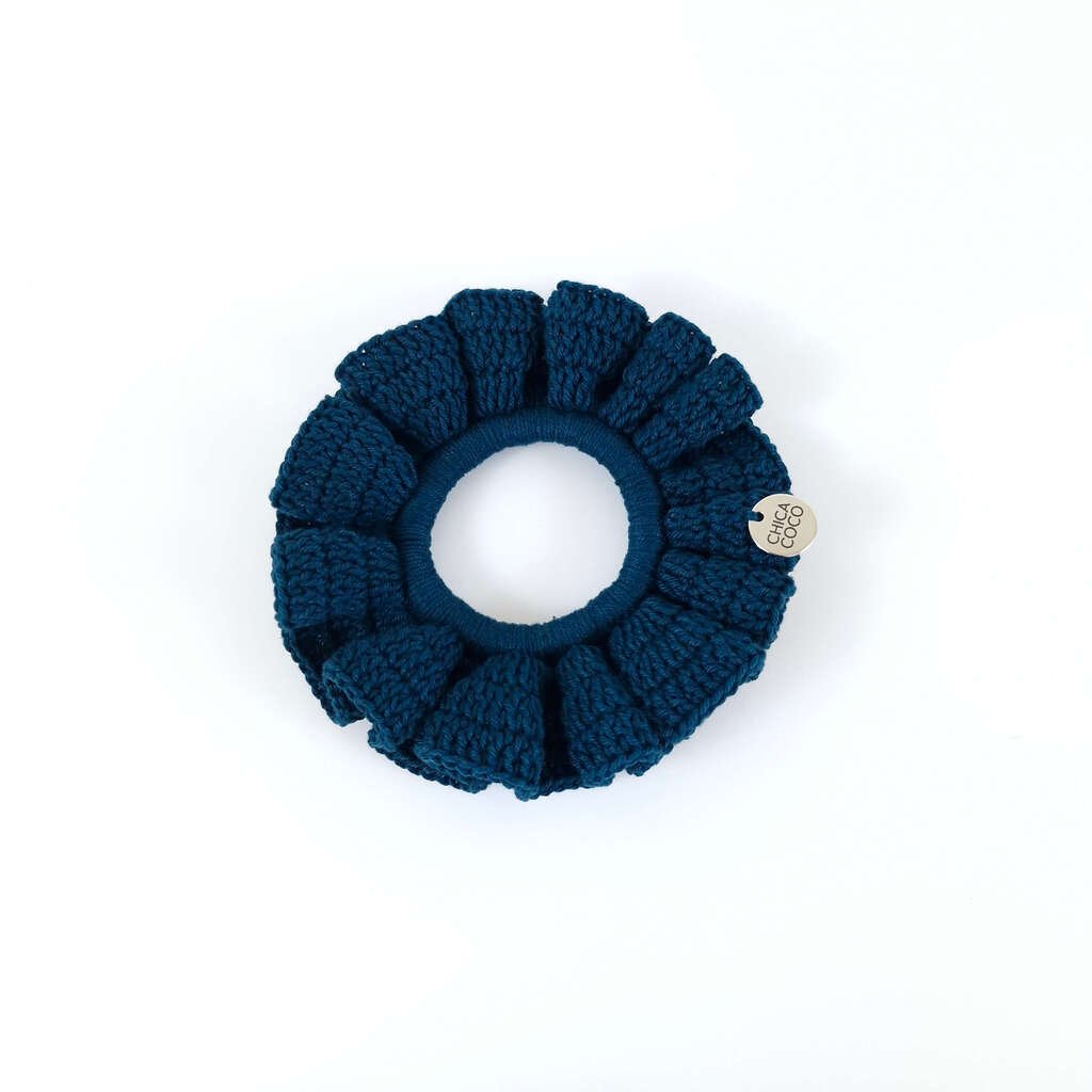 Scrunchie Babado em Crochê Petróleo