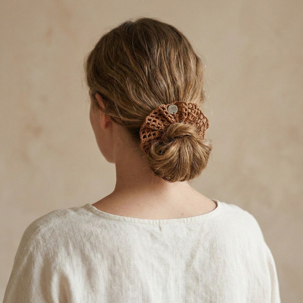 Scrunchie Redinha em Crochê Craft Marrom 3