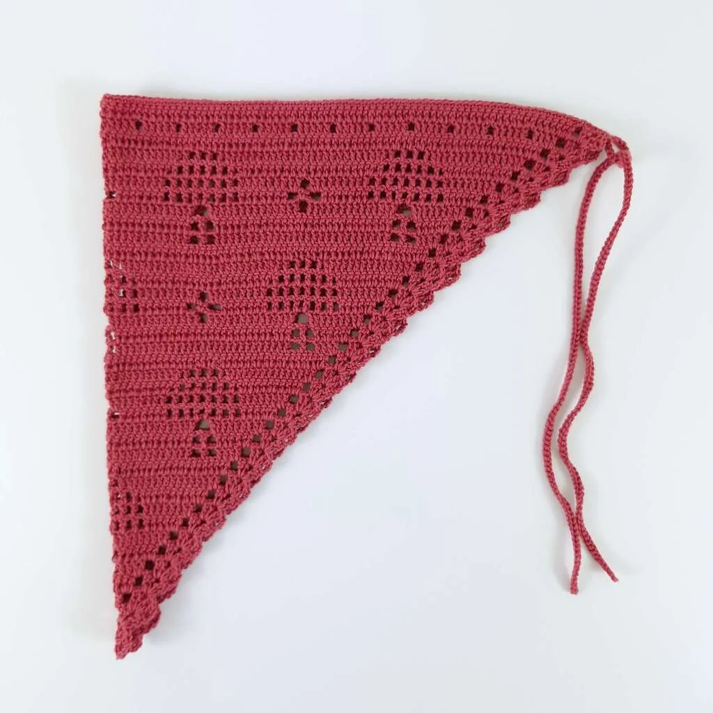Bandana de Crochê Cogumelo Azevinho Rosa 3