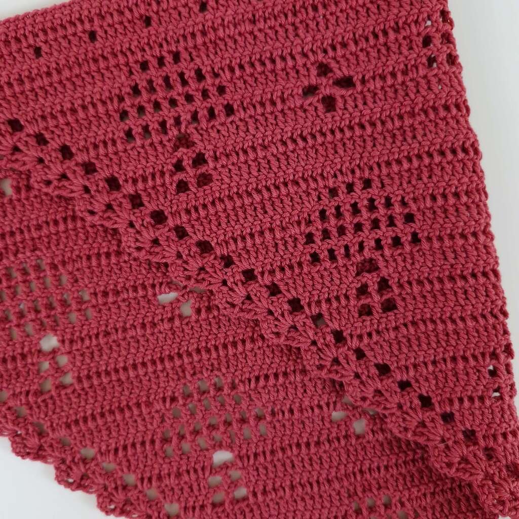 Bandana de Crochê Cogumelo Azevinho Rosa 4