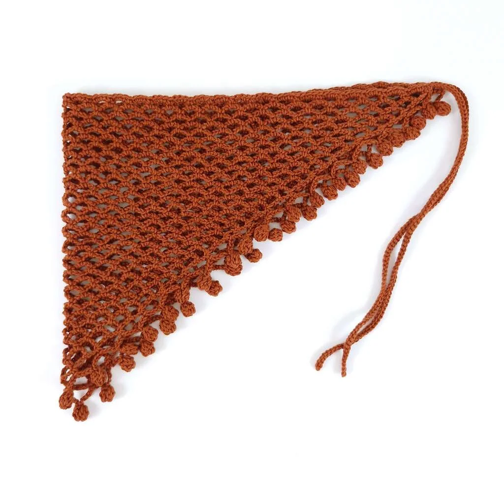 Bandana de Crochê Redinha Terracota Marrom 3