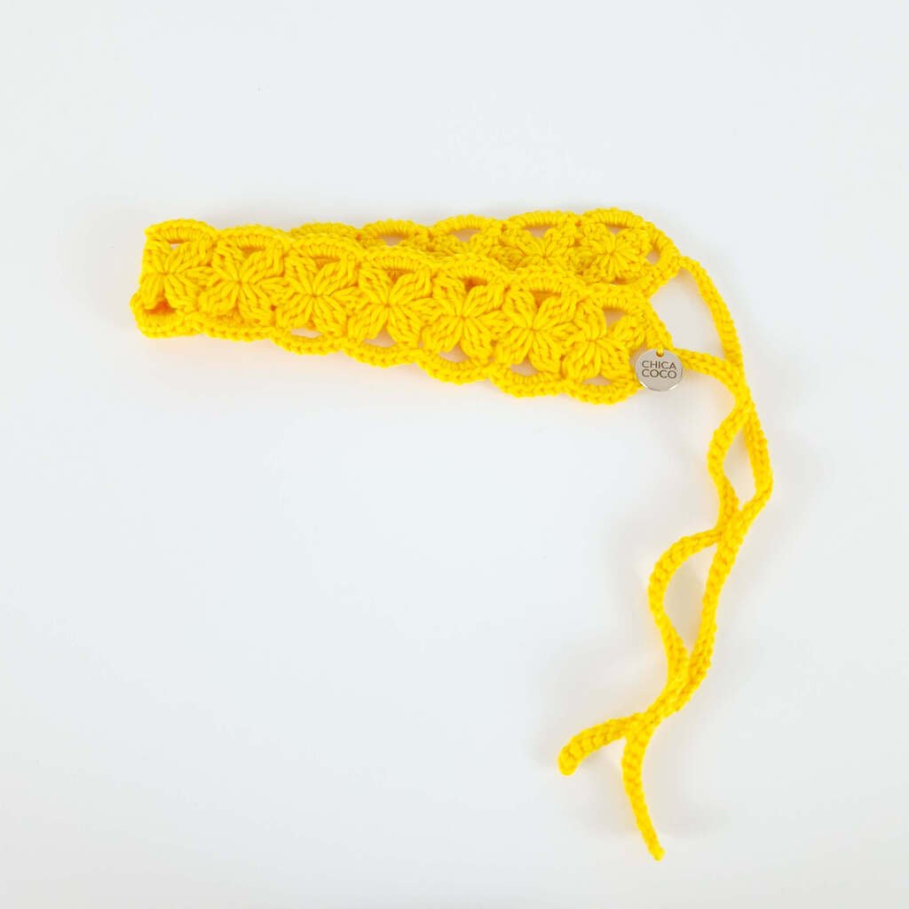 Faixa de Cabelo em Crochê Flor Amarela Amarelo 2