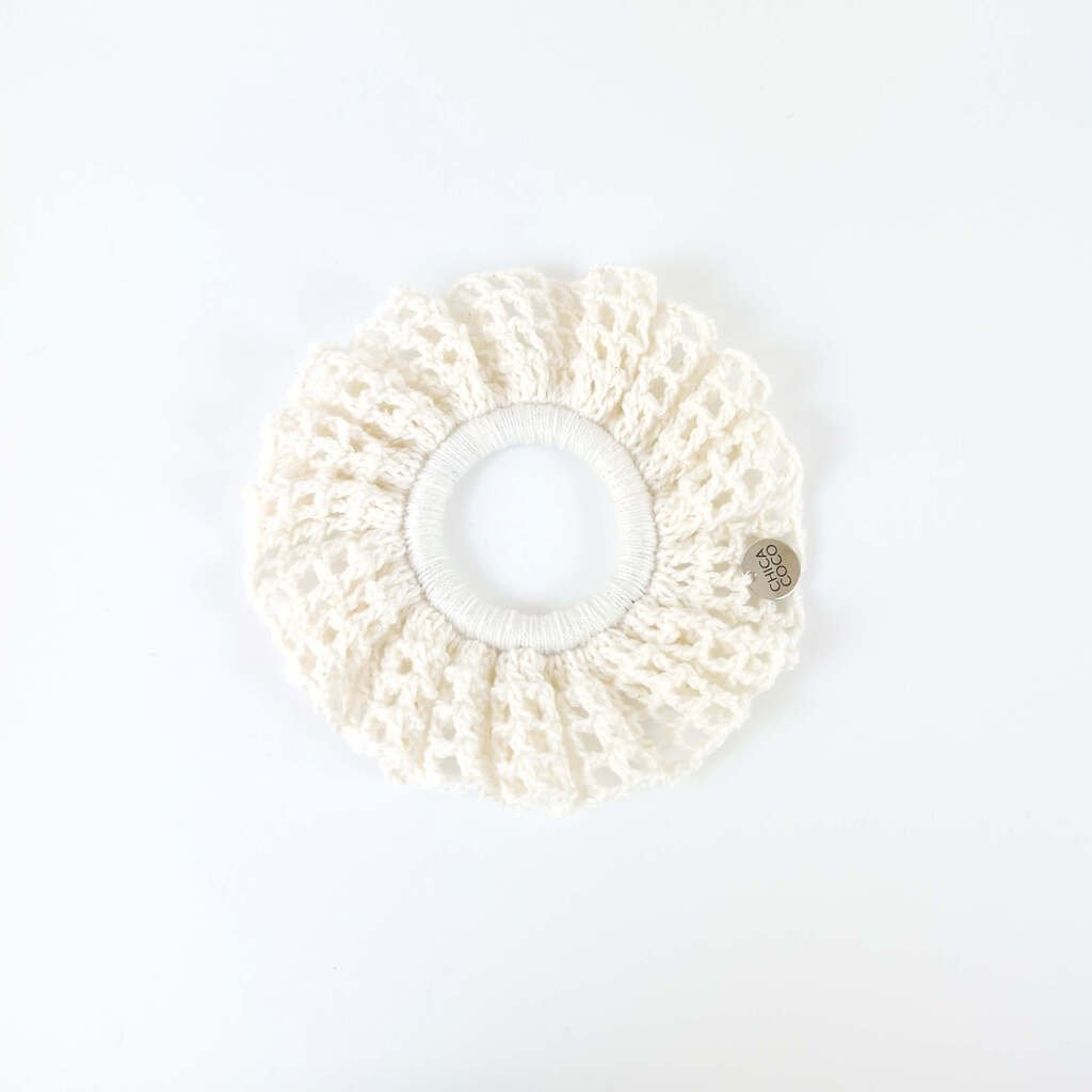 Scrunchie Redinha em Crochê Off White