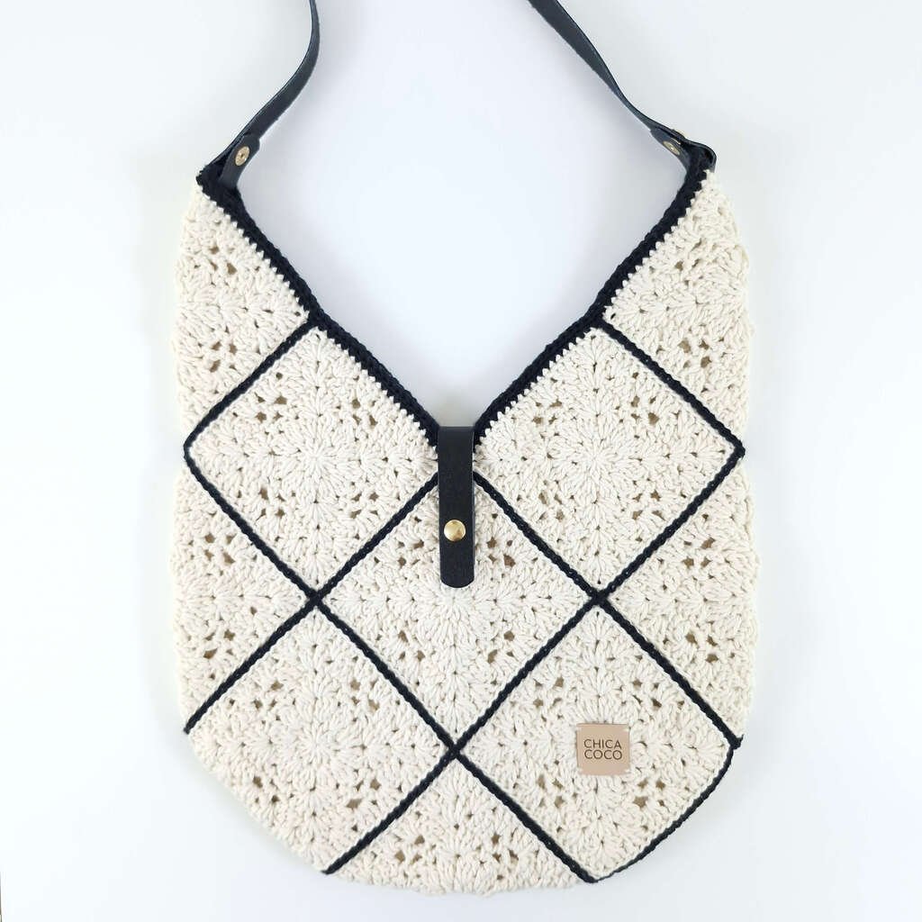 Bolsa Charlotte Off White com Preto Branco 6