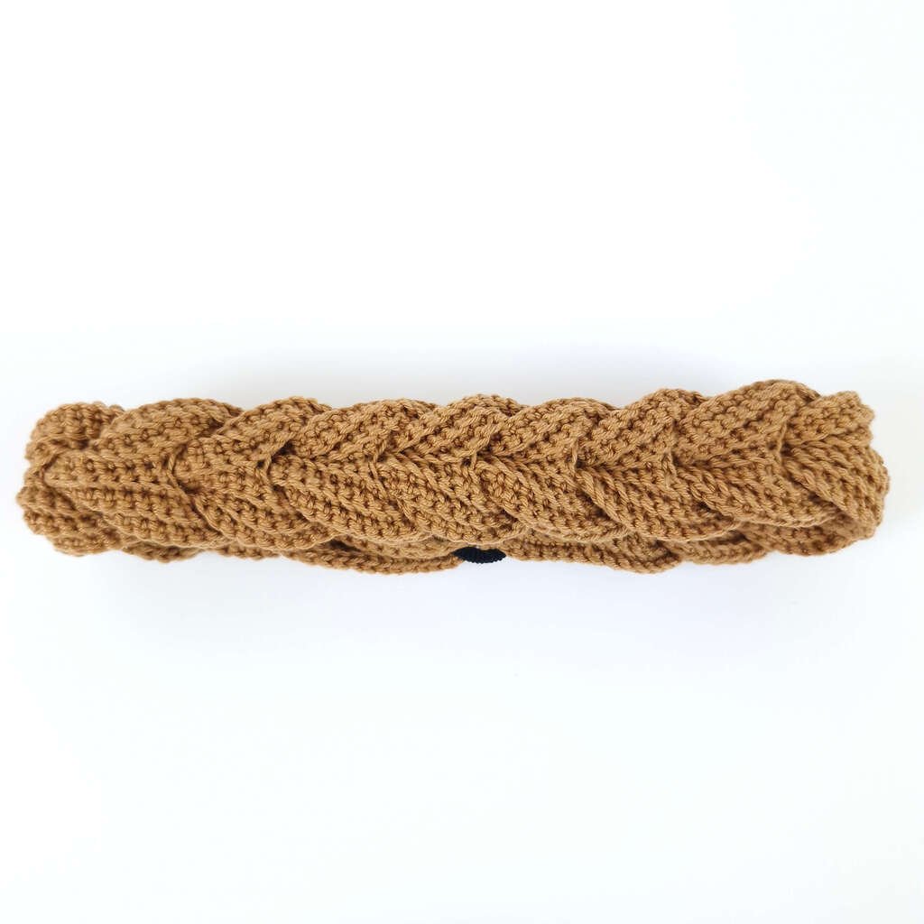 Faixa de Cabelo em Crochê Trançada Craft Marrom 3
