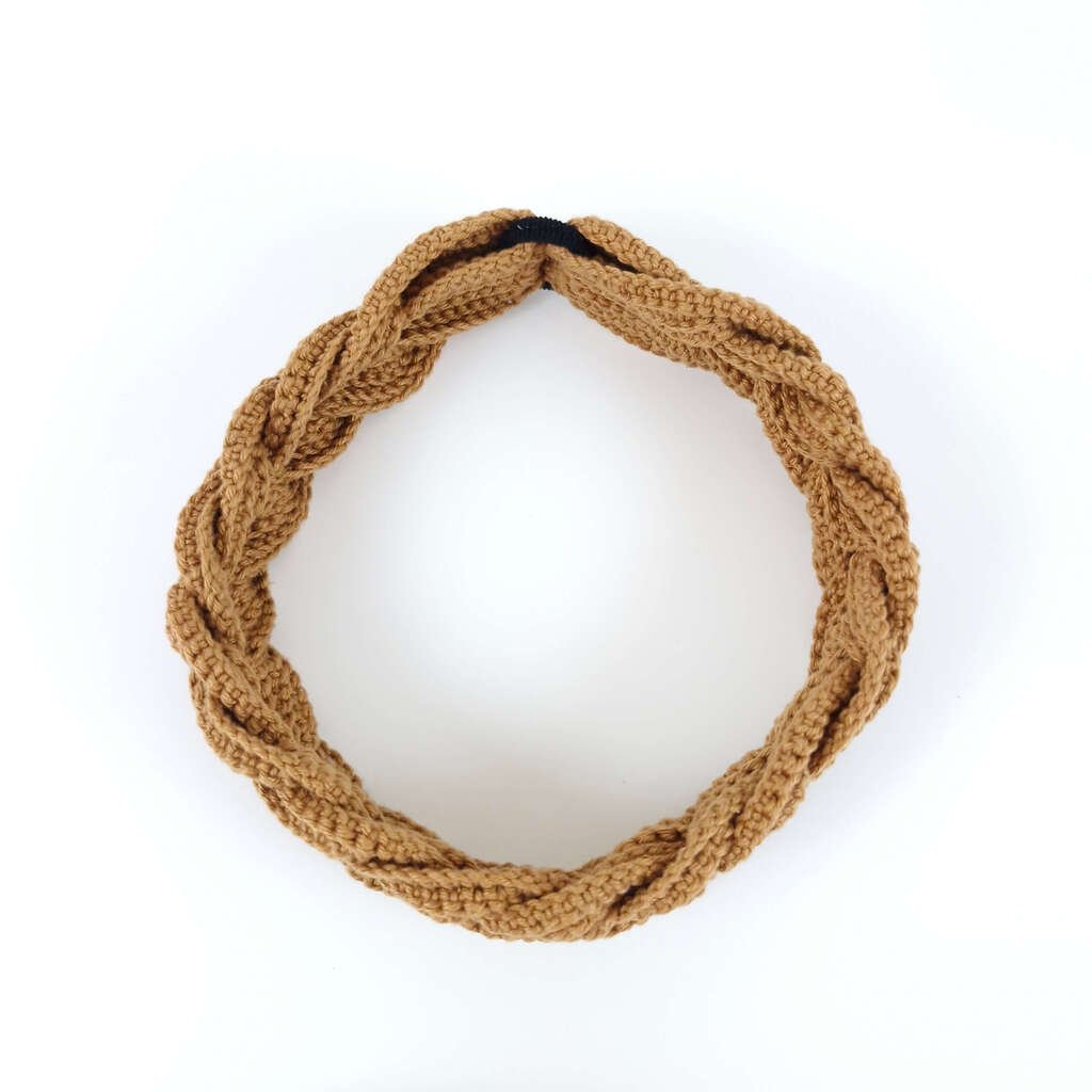 Faixa de Cabelo em Crochê Trançada Craft Marrom 4