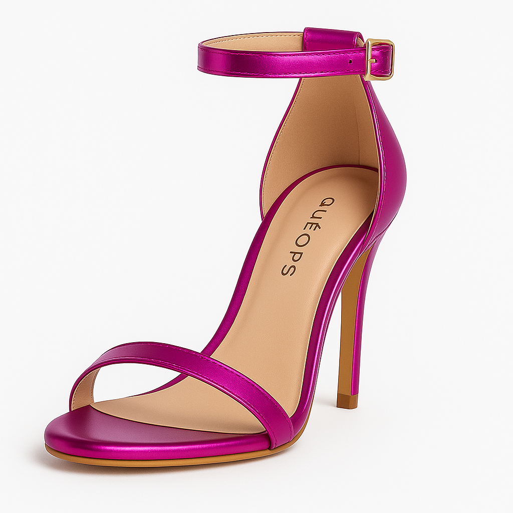 Sandalia Queops Pink Metalizado Salto Alto Fino Pink 2