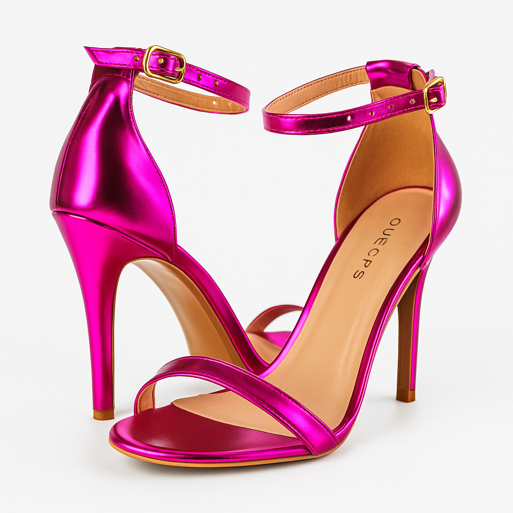 Sandalia Queops Pink Metalizado Salto Alto Fino Pink 4