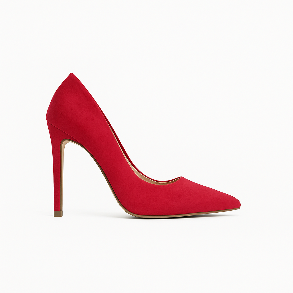 Sapato Scarpin Queops Camurca Vermelho Salto Fino