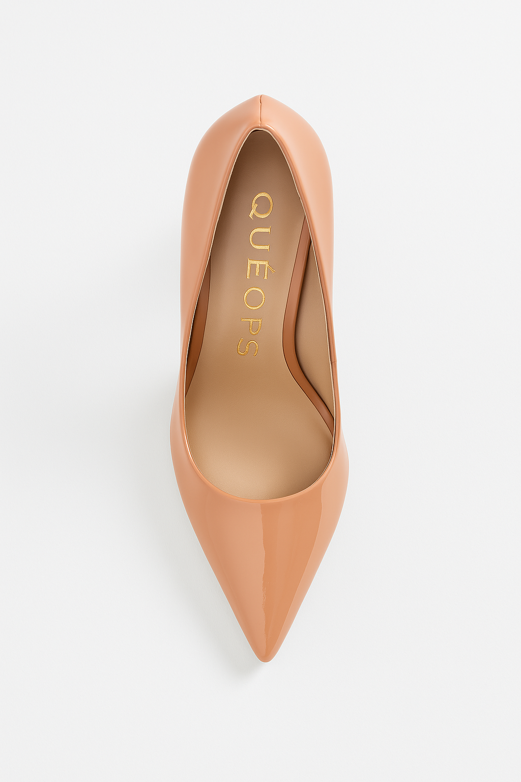 Sapato Scarpin Queops Verniz Nude Salto Fino Bege 4