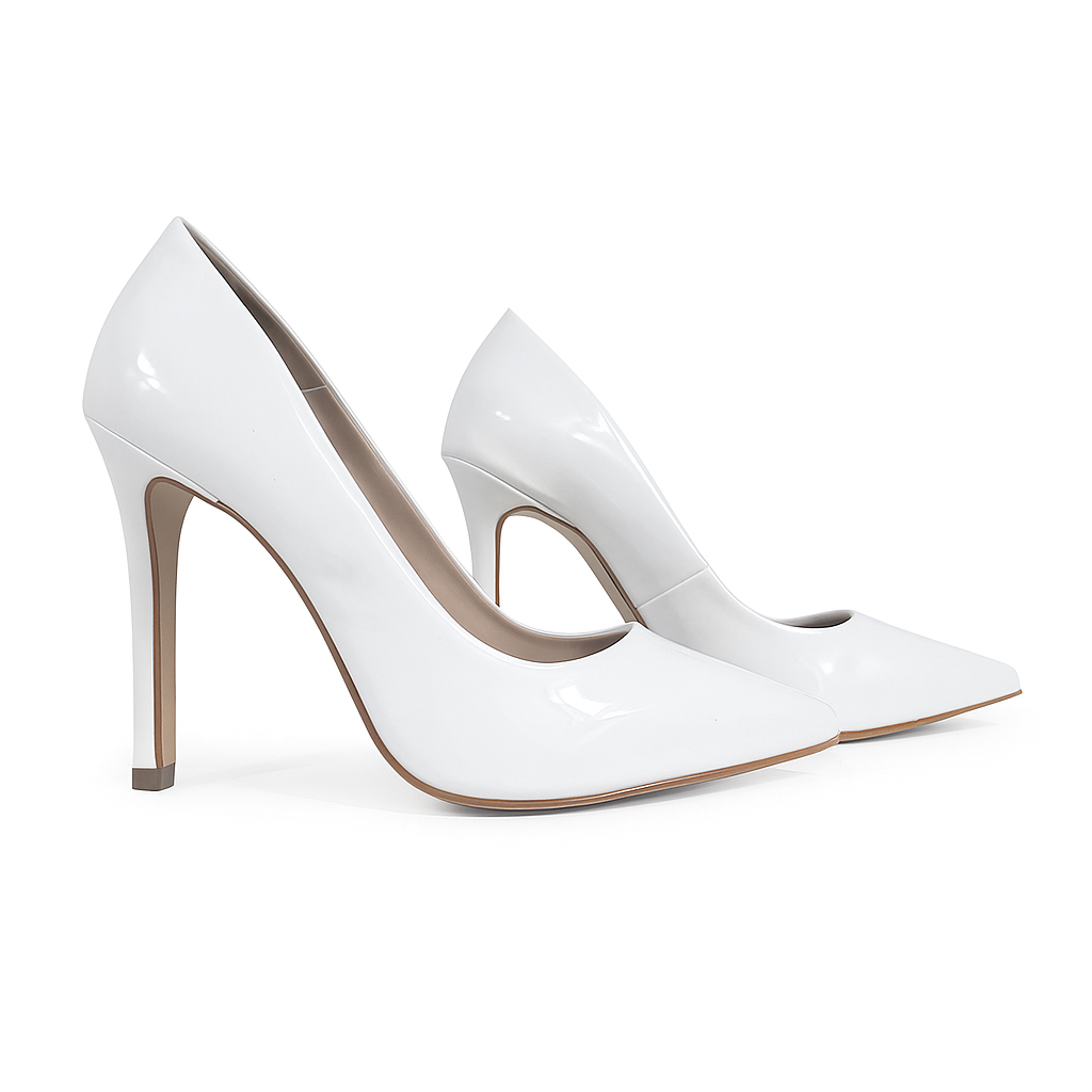 Sapato Scarpin Queops Verniz Branco Salto Fino Branco 3