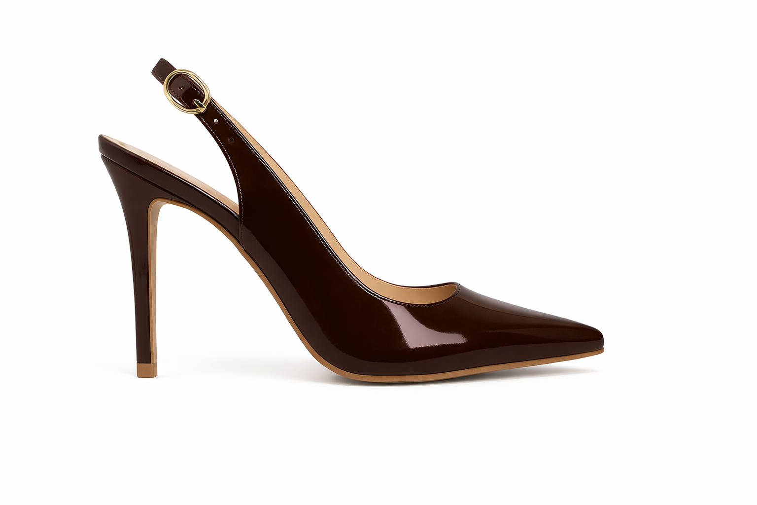 Scarpin Aisha Verniz Cafe Queops