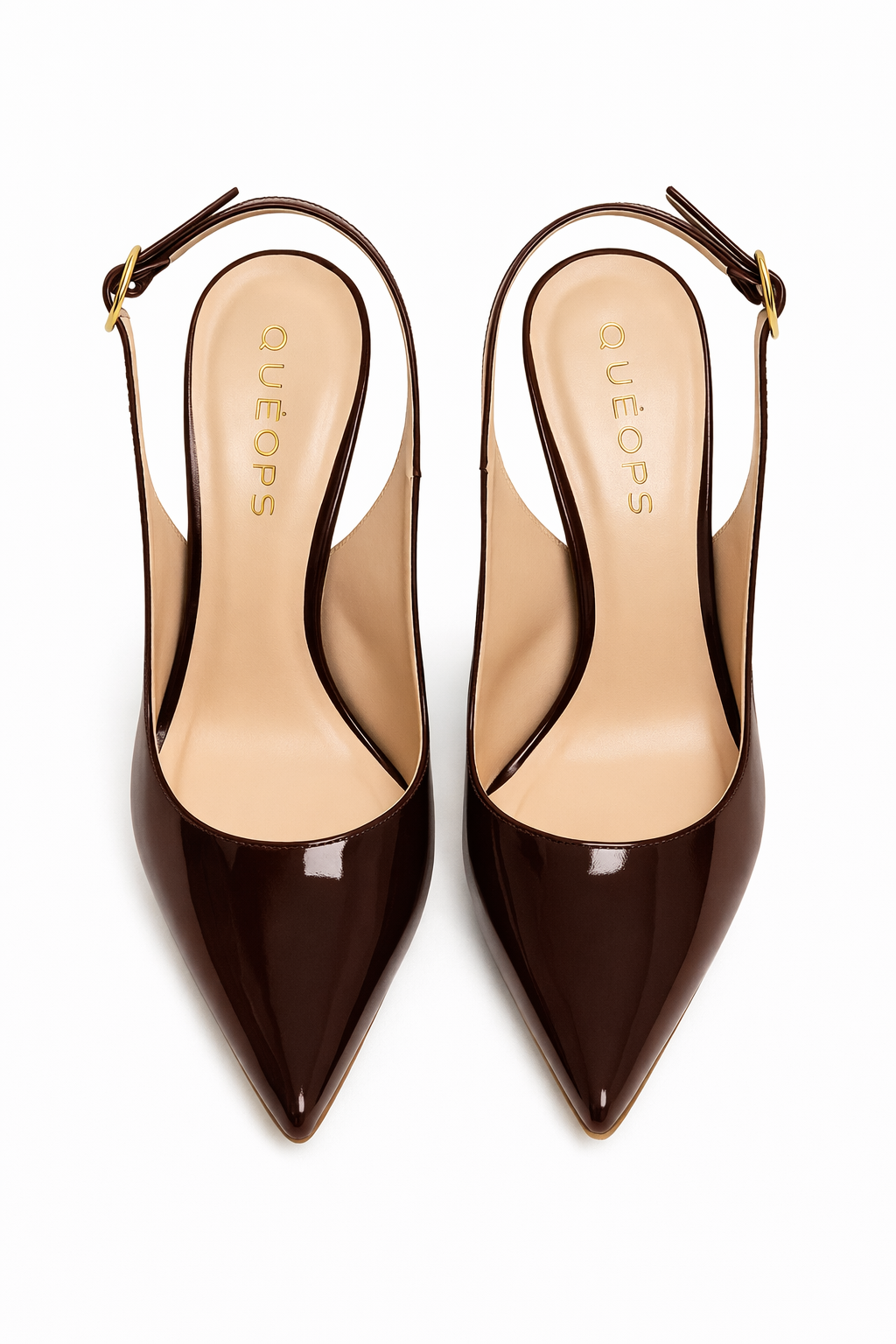 Scarpin Aisha Verniz Cafe Queops Marrom 3