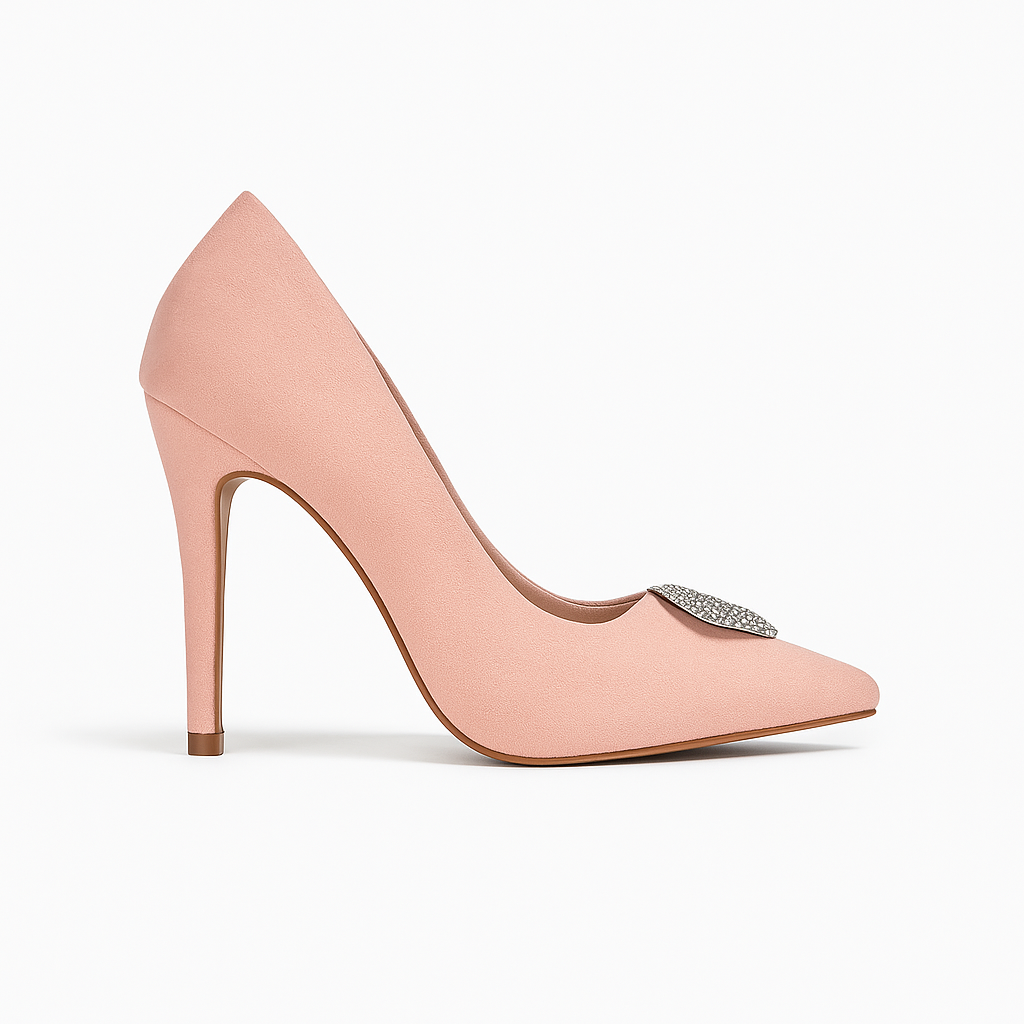 Scarpin Camurca Heart Rosa San Queops 