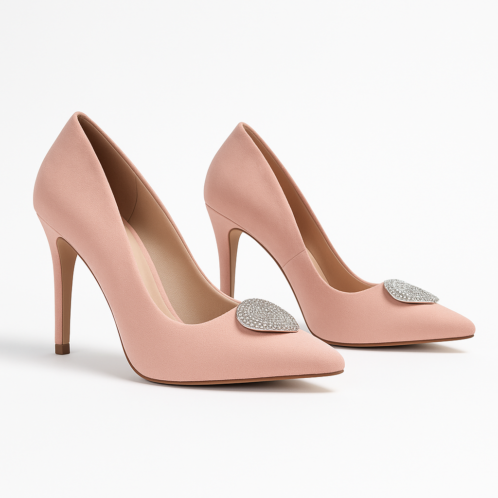 Scarpin Camurca Heart Rosa San Queops Rosa 2