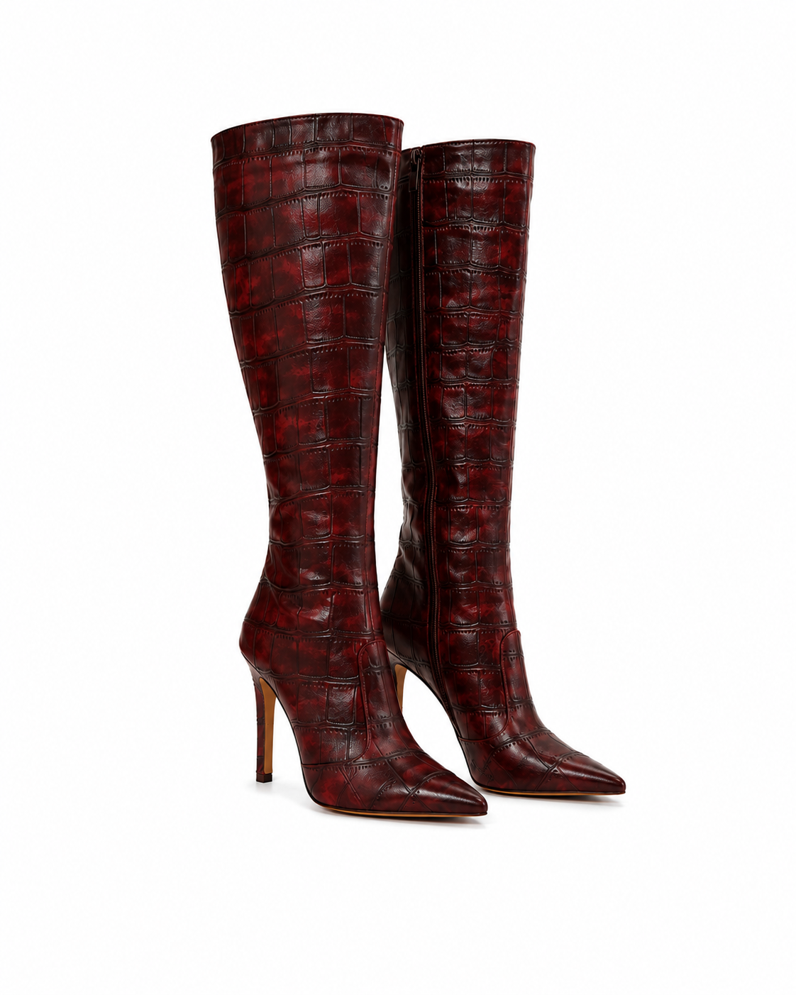Bota Salto Alto Fino Croco Queops Marsala Marsala 2