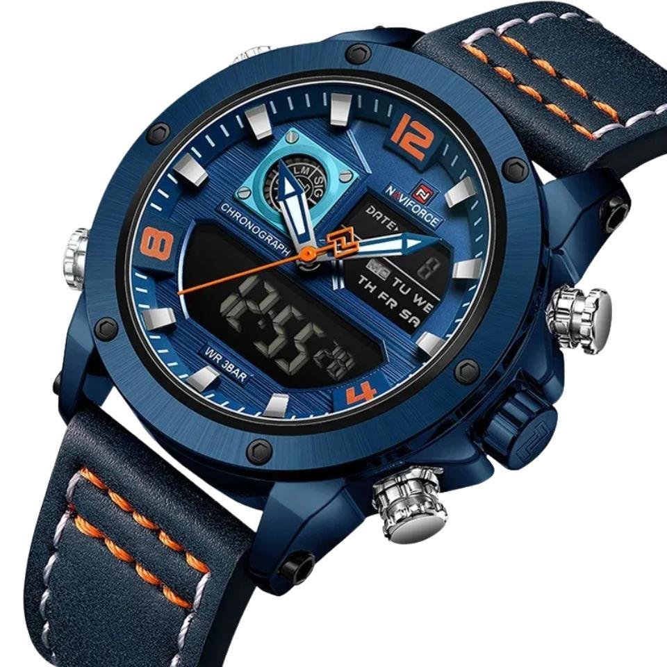 Relógio multifuncional naviforce 9236 quartzo resistente Azul 2