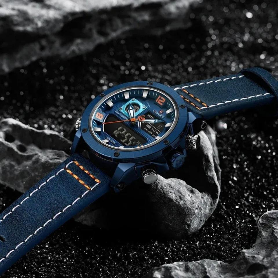 Relógio multifuncional naviforce 9236 quartzo resistente Azul 6