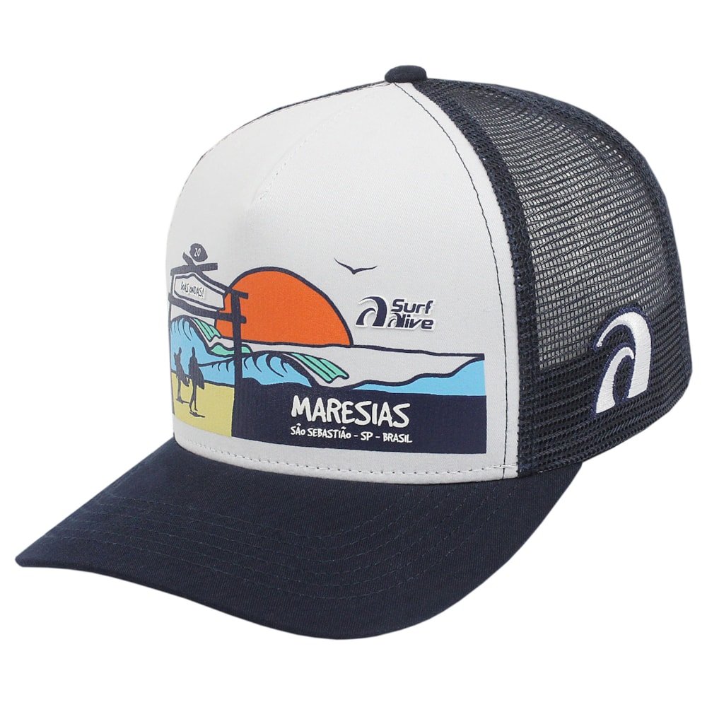 Boné Surf Alive Maresias Trucker Azul Branco/Azul 1