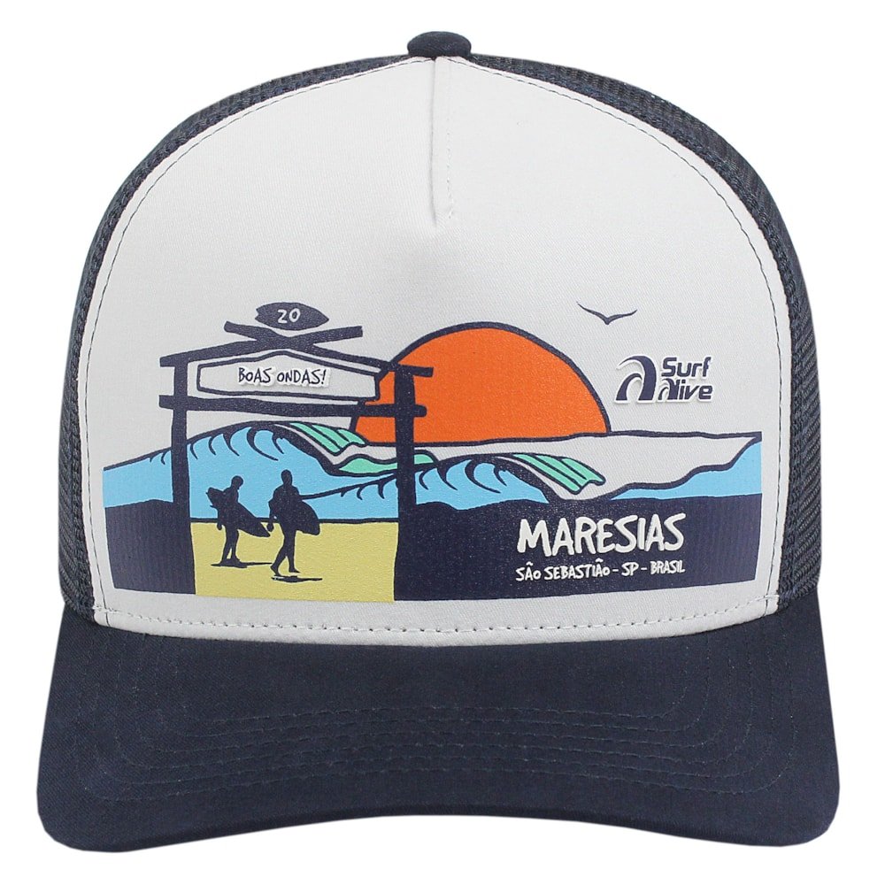 Boné Surf Alive Maresias Trucker Azul Branco/Azul 2