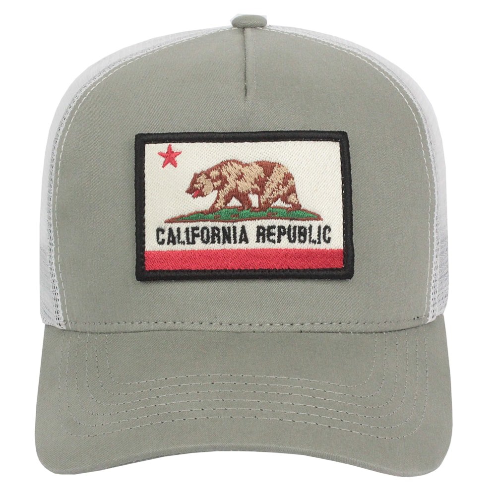 Boné Surf Alive Trucker California Republic Patch Cinza Cinza 2