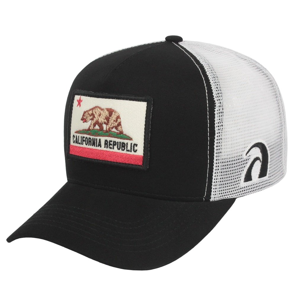 Boné Surf Alive Trucker California Republic Patch Preto Preto 1