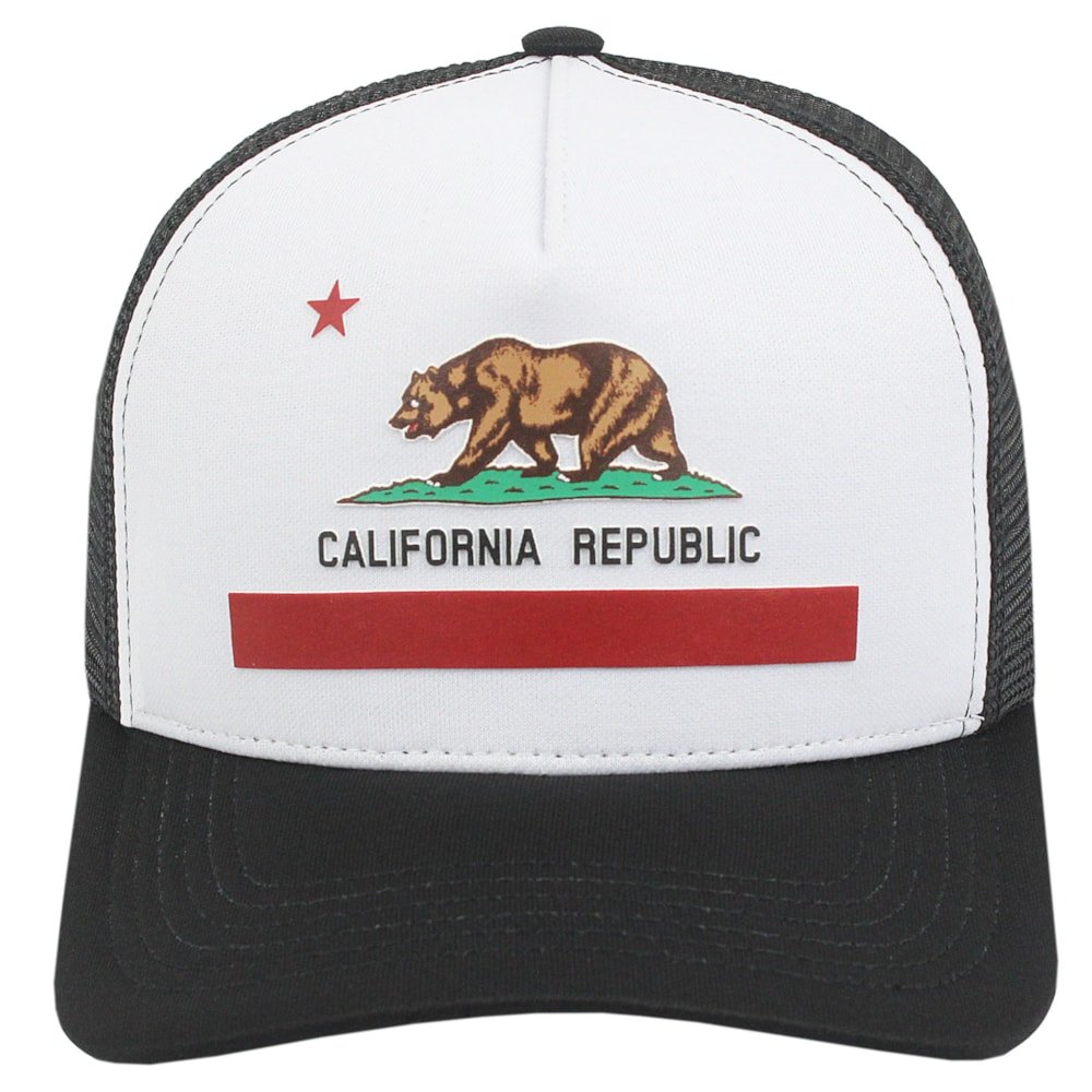 Boné Trucker Surf Alive California Republic Preto e Branco Preto 2