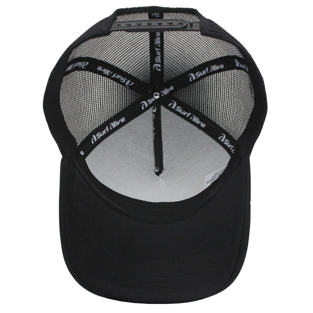 Boné Trucker Surf Alive California Republic Preto e Branco Preto 5