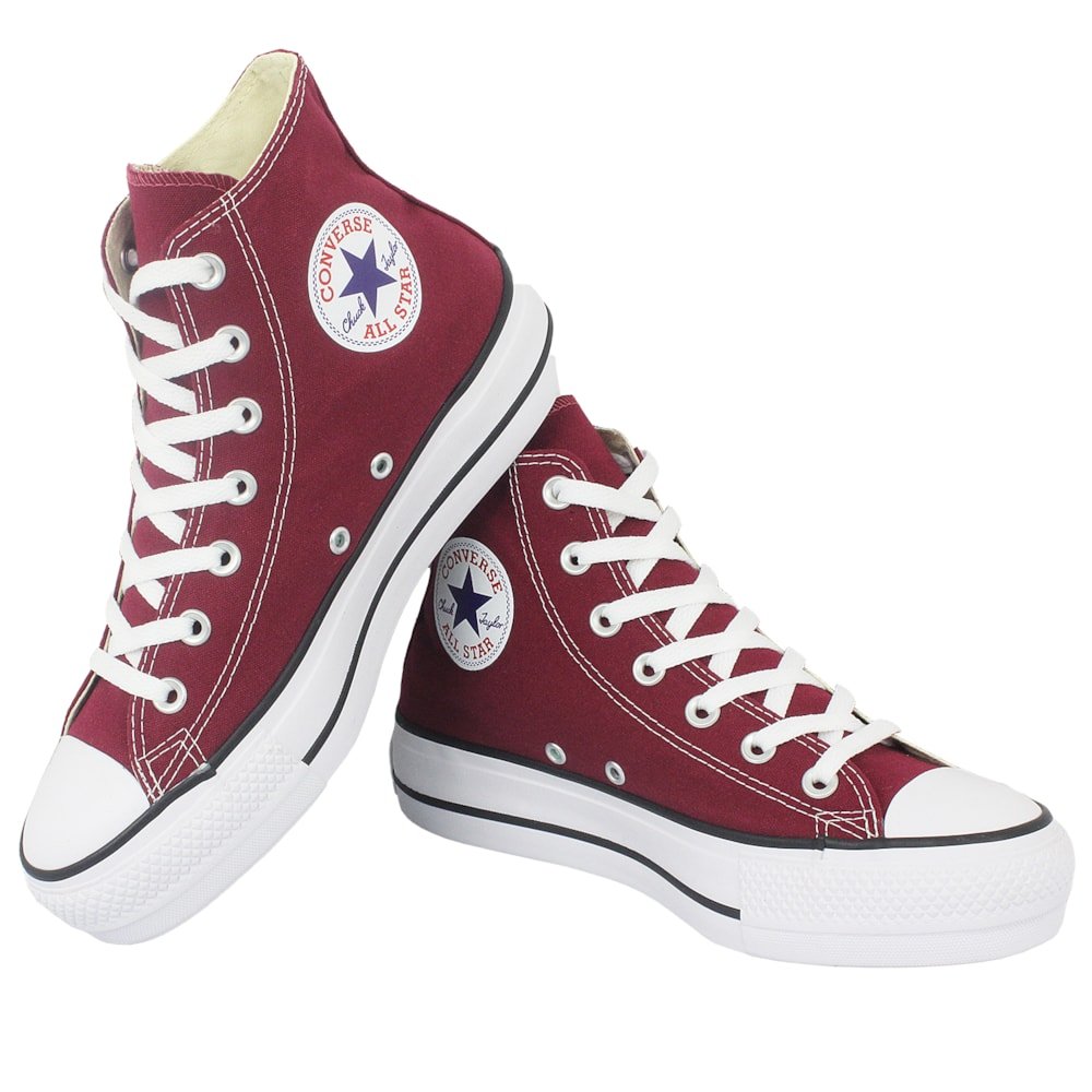 Tênis Converse Chuck Taylor All Star Plataform Hi Bordo Preto Branco Vermelho 2