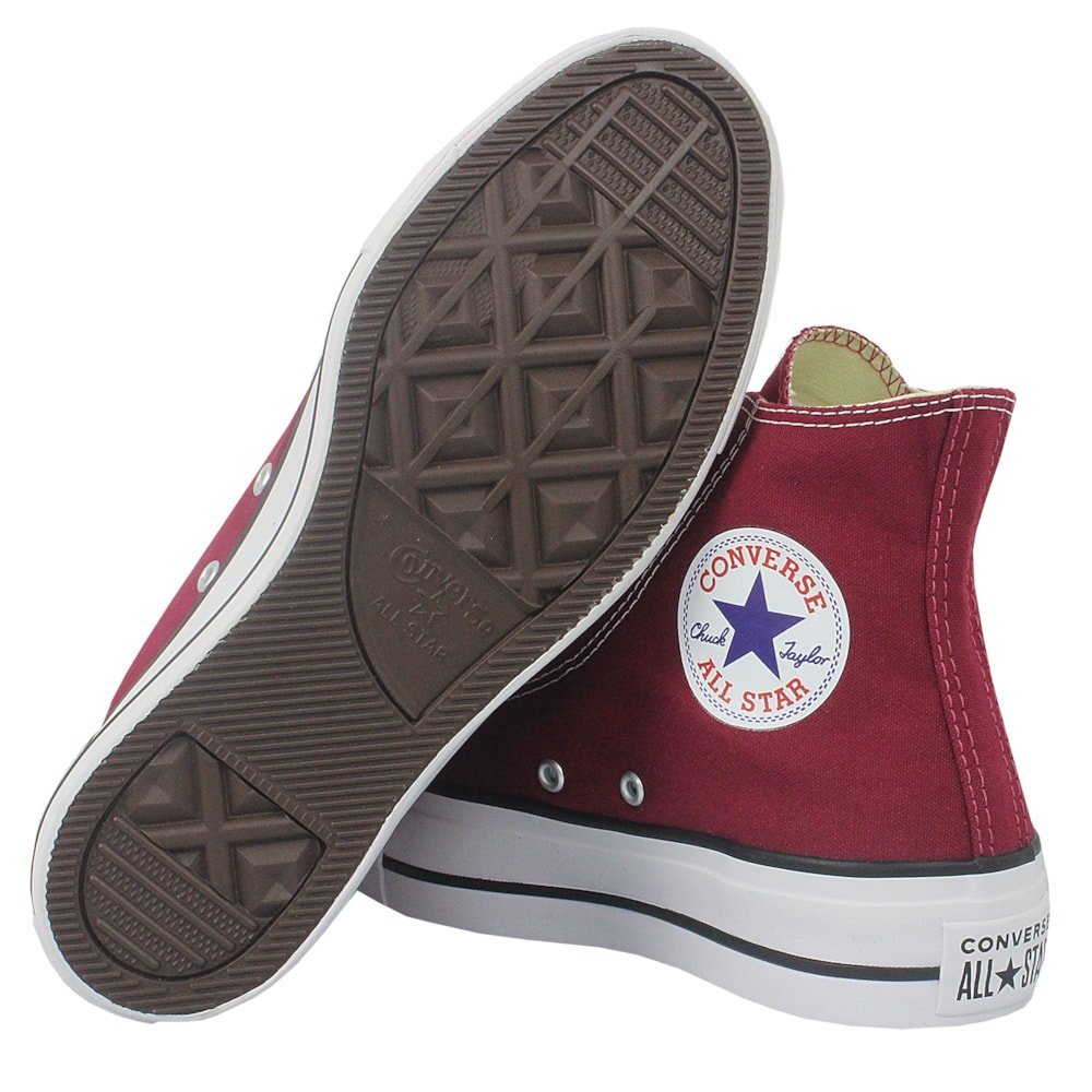 Tênis Converse Chuck Taylor All Star Plataform Hi Bordo Preto Branco Vermelho 4