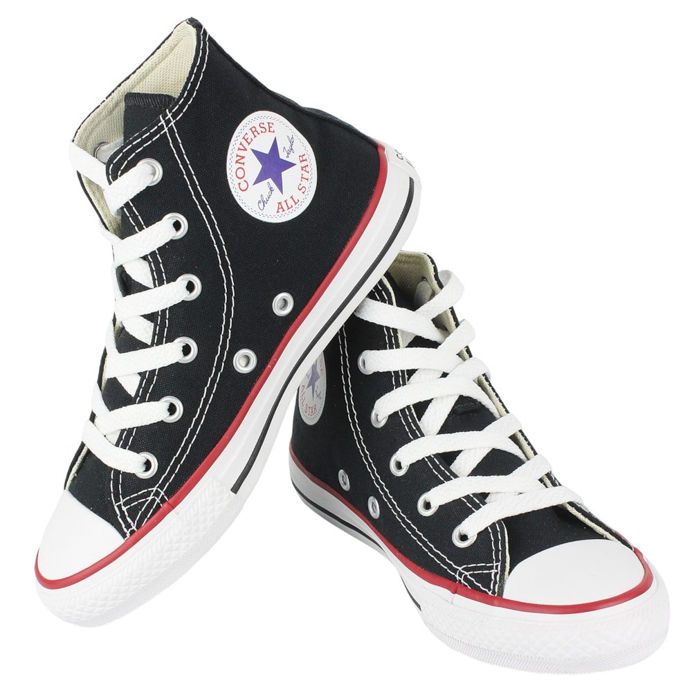 Tênis Converse Chuck Taylor All Star Infantil Hi Preto Vermelho Preto Preto 2