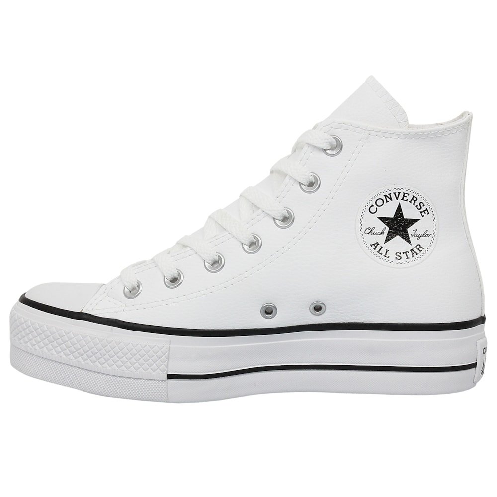 Tênis Converse Chuck Taylor All Star Plataform Hi Branco Preto Branco Branco 2