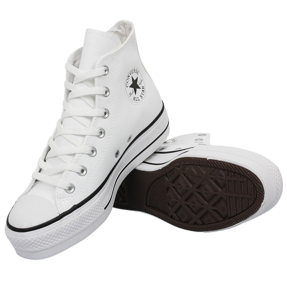 Tênis Converse Chuck Taylor All Star Plataform Hi Branco Preto Branco Branco 3