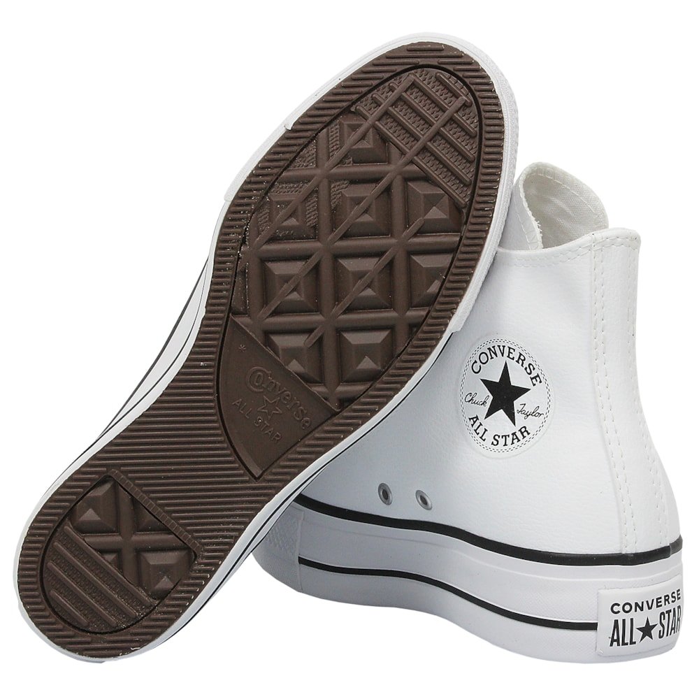 Tênis Converse Chuck Taylor All Star Plataform Hi Branco Preto Branco Branco 4