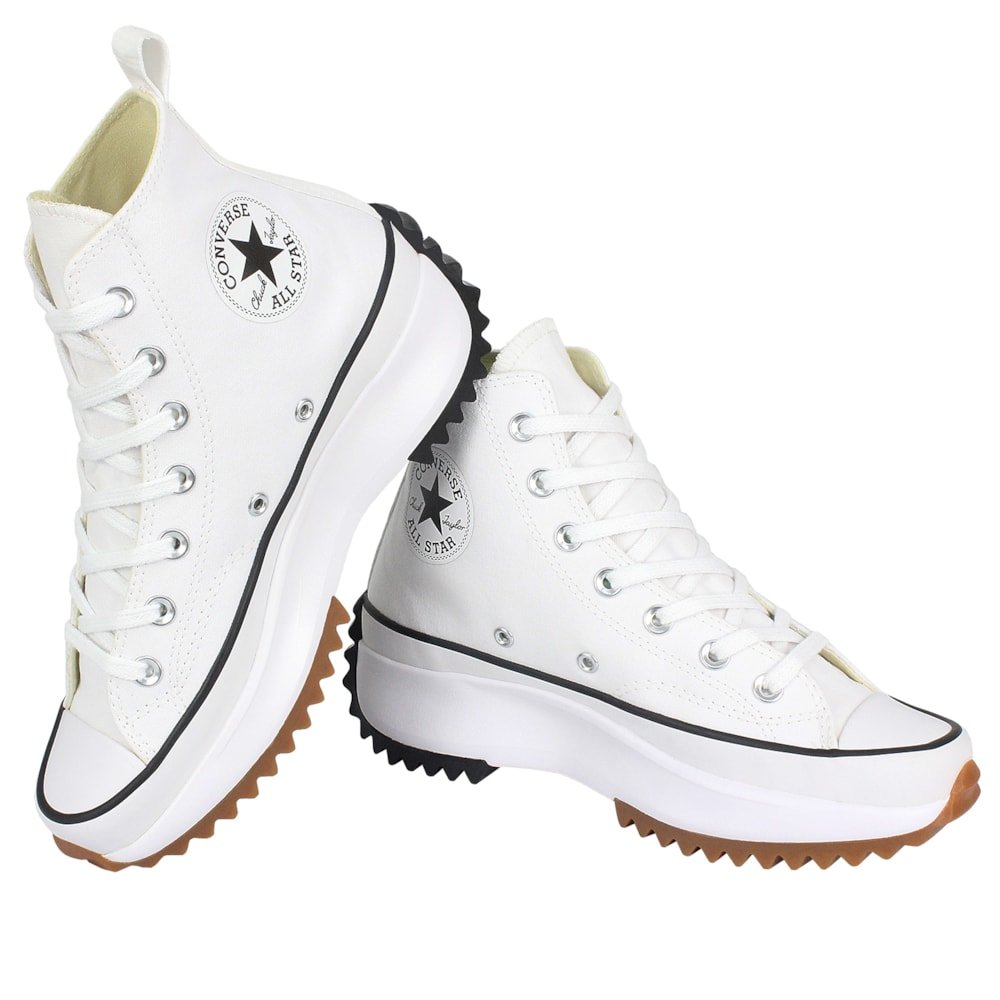 Tênis Converse Chuck Taylor All Star Plataform Hi Run Star Hike Branco Preto Marrom Mel Branco 2