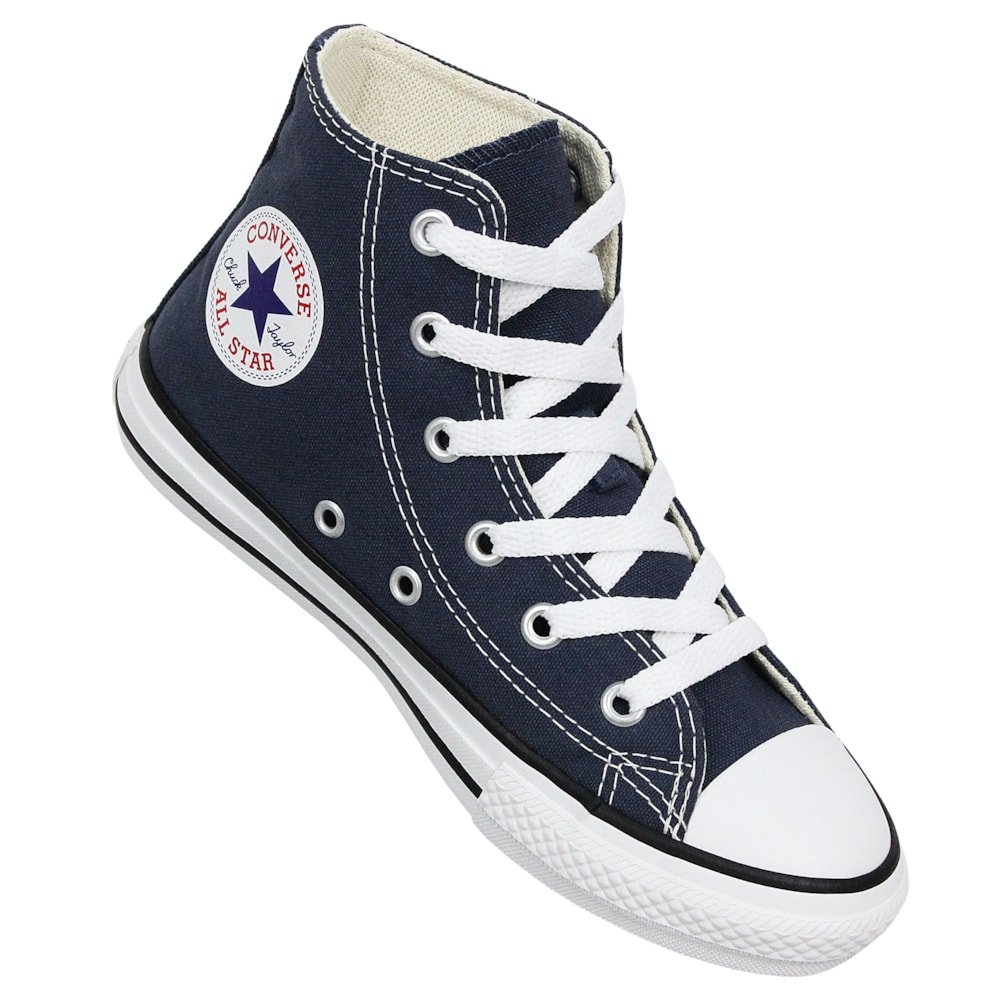 Tênis Converse Chuck Taylor All Star Infantil Hi Marinho Cru Preto Azul 2