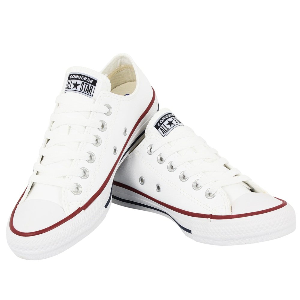 Tênis Converse Chuck Taylor All Star Branco Vermelho Marinho Couro Branco 2