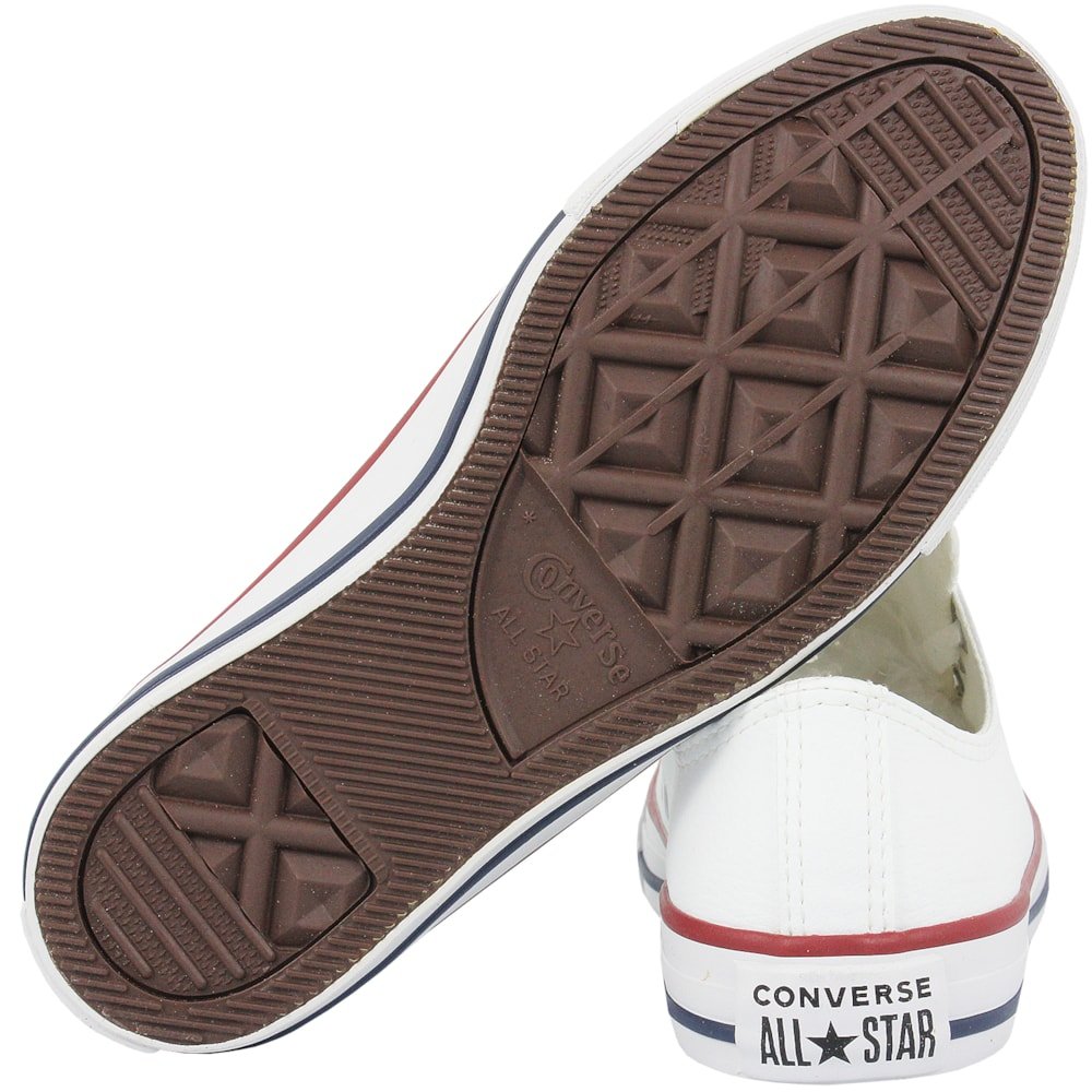 Tênis Converse Chuck Taylor All Star Branco Vermelho Marinho Couro Branco 3