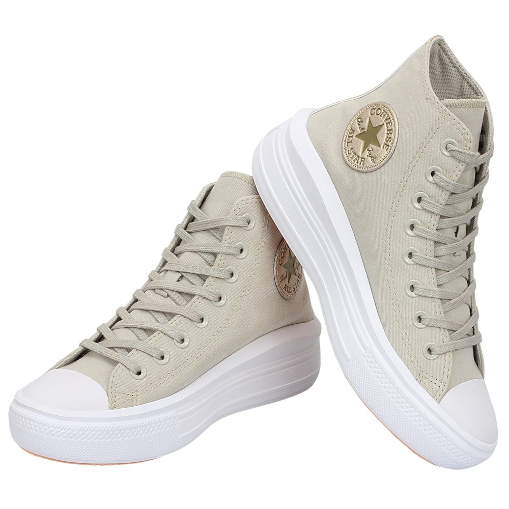 Tênis Converse Chuck Taylor All Star Move Hi Bege Claro Ouro Claro Branco Bege 2